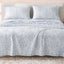 Sofia Home Textiles Printed Bedsheets - Sofia Small Paisley Printed Double Flat Bedsheet Set 4 Pcs (240 × 260 cm) in Light Blue spread on a double bed - مفروشات صوفيا - ملايات مطبوعة - طقم ملاية صوفيا كشمير صغير دبل مسطحة 4 قطع (240 × 260 سم) باللون أزرق فاتح مفروش على سرير دبل