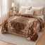 Sofia Home Textiles Blankets - Sofia Zumurruda 2-Ply Double Blanket (240 × 220 cm) Classic Ornament in Brown spread on a double bed - مفروشات صوفيا - بطاطين - بطانية صوفيا زمردة دبل طبقتين (240 × 220 سم) زخرفة كلاسيك باللون بني مفروشة على سرير دبل