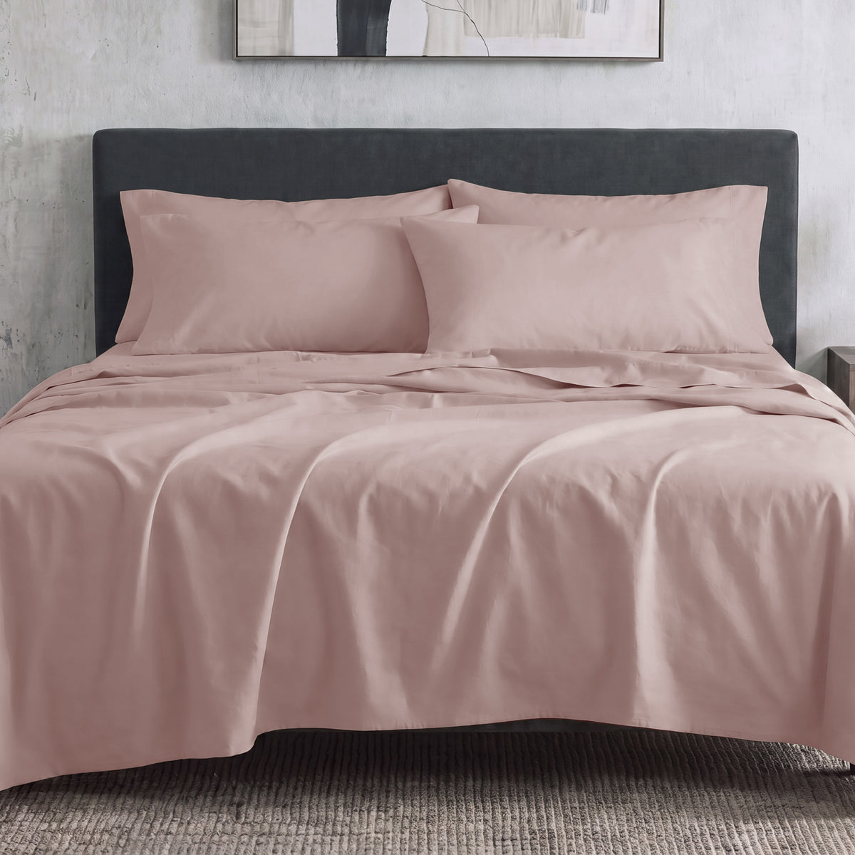 Sofia Home Textiles Bedsheets - full set contents of Sofia Double Plain Bedsheet Set 5 Pieces (240 × 260 cm) in Rose - مفروشات صوفيا - ملايات - محتويات طقم ملاية صوفيا سادة دبل  5 قطع (240 × 260 سم) باللون روز
