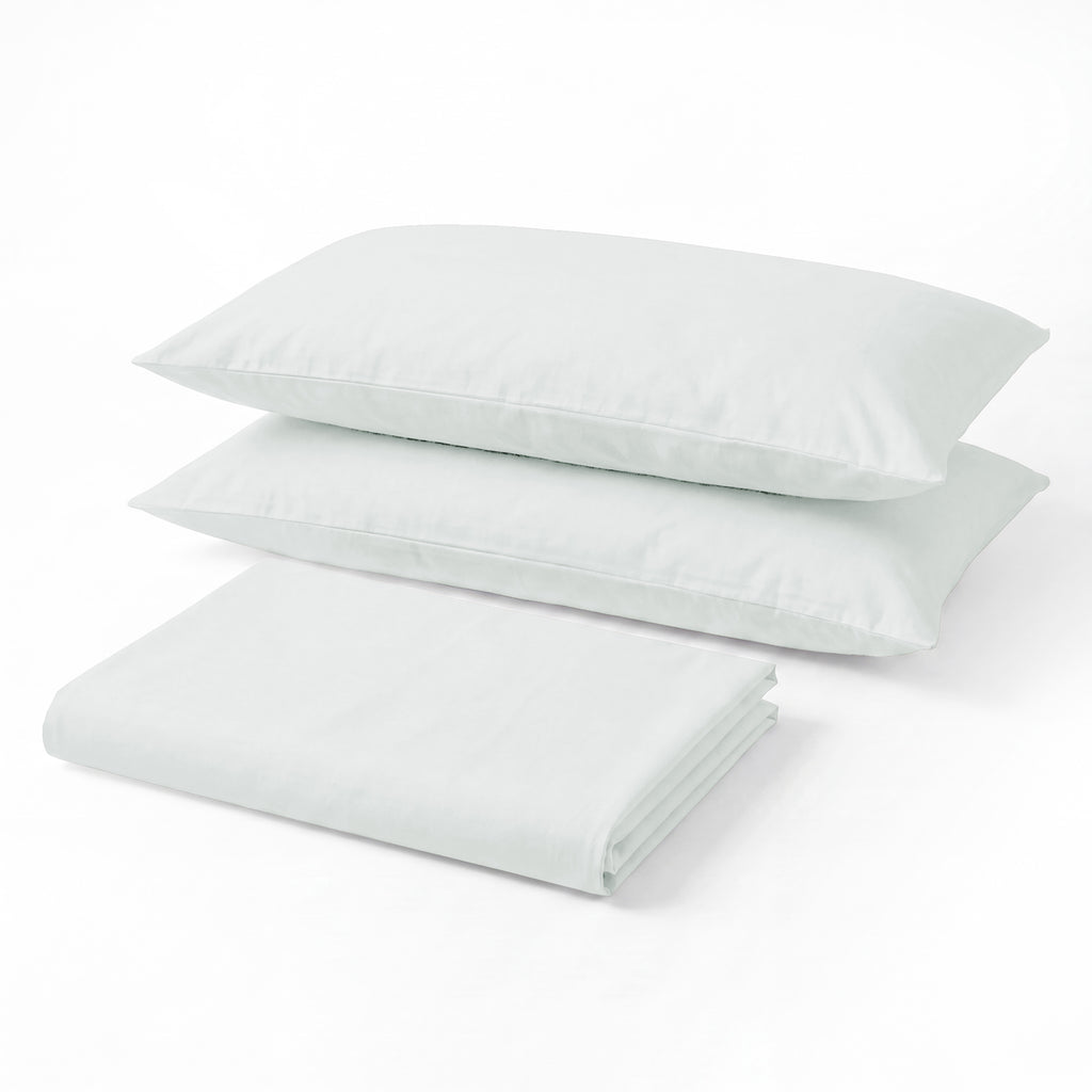 Sofia Home Textiles Bedsheets - Sofia Single Plain Bedsheet Set 3 Pieces (180 × 240 cm), White color, main product image - مفروشات صوفيا - ملايات - طقم ملاية صوفيا سادة سنجل  3 قطع (180 × 240 سم)، لون أبيض، صورة رئيسية