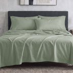 Sofia Home Textiles Bedsheets - Sofia Double Plain Bedsheet Set 5 Pieces (240 × 260 cm), Pistachio color, main product image - مفروشات صوفيا - ملايات - طقم ملاية صوفيا سادة دبل  5 قطع (240 × 260 سم)، لون بستاج، صورة رئيسية