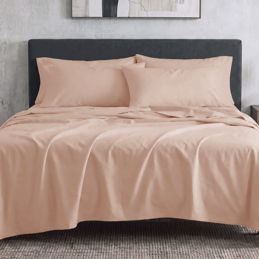 Sofia Home Textiles Bedsheets - full set contents of Sofia Double Plain Bedsheet Set 5 Pieces (240 × 260 cm) in Salmon - مفروشات صوفيا - ملايات - محتويات طقم ملاية صوفيا سادة دبل  5 قطع (240 × 260 سم) باللون سالمون