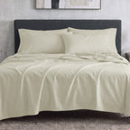 Sofia Home Textiles Bedsheets - full set contents of Sofia Double Plain Bedsheet Set 5 Pieces (240 × 260 cm) in Light Beige - مفروشات صوفيا - ملايات - محتويات طقم ملاية صوفيا سادة دبل  5 قطع (240 × 260 سم) باللون بيج فاتح