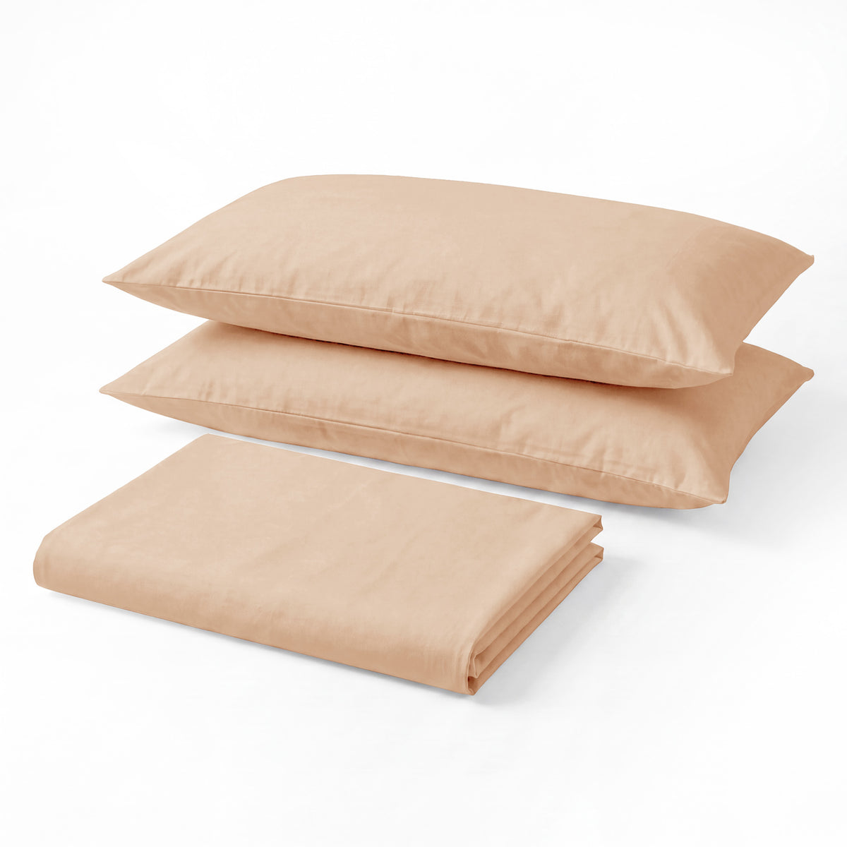 Sofia Home Textiles Bedsheets - Sofia Single Plain Bedsheet Set 3 Pieces (180 × 240 cm), Orange color, main product image - مفروشات صوفيا - ملايات - طقم ملاية صوفيا سادة سنجل  3 قطع (180 × 240 سم)، لون برتقالي، صورة رئيسية