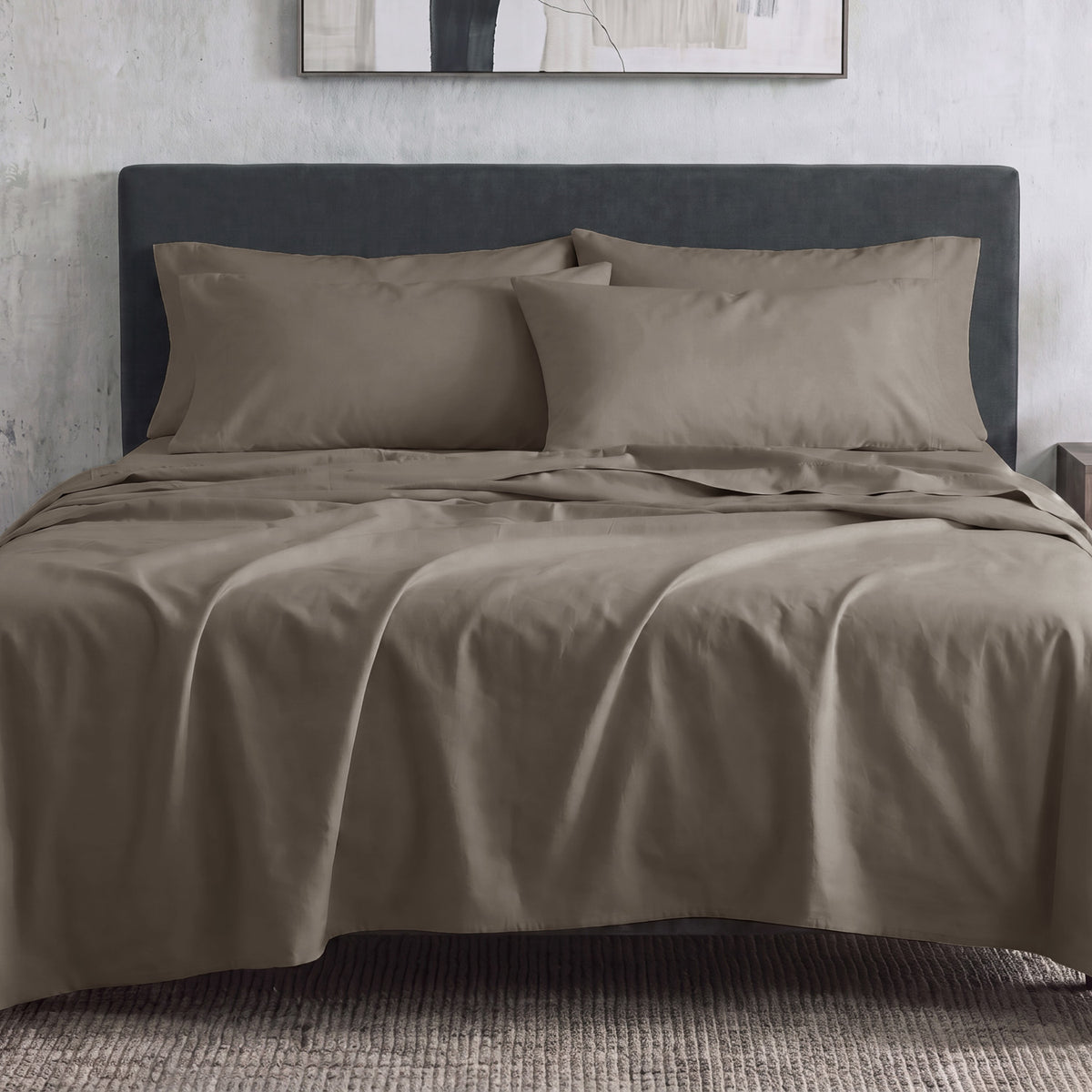 Sofia Home Textiles Bedsheets - full set contents of Sofia Double Plain Bedsheet Set 5 Pieces (240 × 260 cm) in Camel - مفروشات صوفيا - ملايات - محتويات طقم ملاية صوفيا سادة دبل  5 قطع (240 × 260 سم) باللون جملي