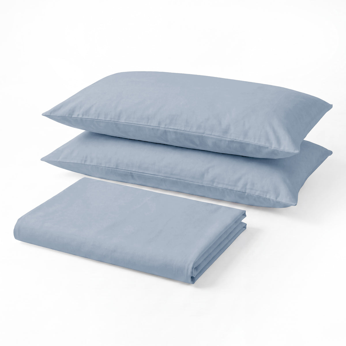 Sofia Home Textiles Bedsheets - Sofia Single Plain Bedsheet Set 3 Pieces (180 × 240 cm), Baby Blue color, main product image - مفروشات صوفيا - ملايات - طقم ملاية صوفيا سادة سنجل  3 قطع (180 × 240 سم)، لون لبني، صورة رئيسية