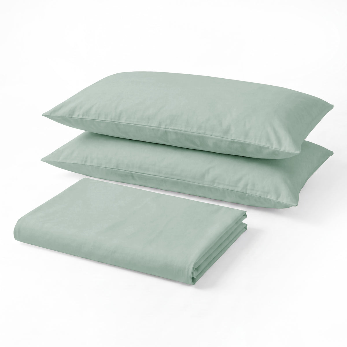 Sofia Home Textiles Bedsheets - Sofia Single Plain Bedsheet Set 3 Pieces (180 × 240 cm), Light Mint color, main product image - مفروشات صوفيا - ملايات - طقم ملاية صوفيا سادة سنجل  3 قطع (180 × 240 سم)، لون مينت فاتح، صورة رئيسية