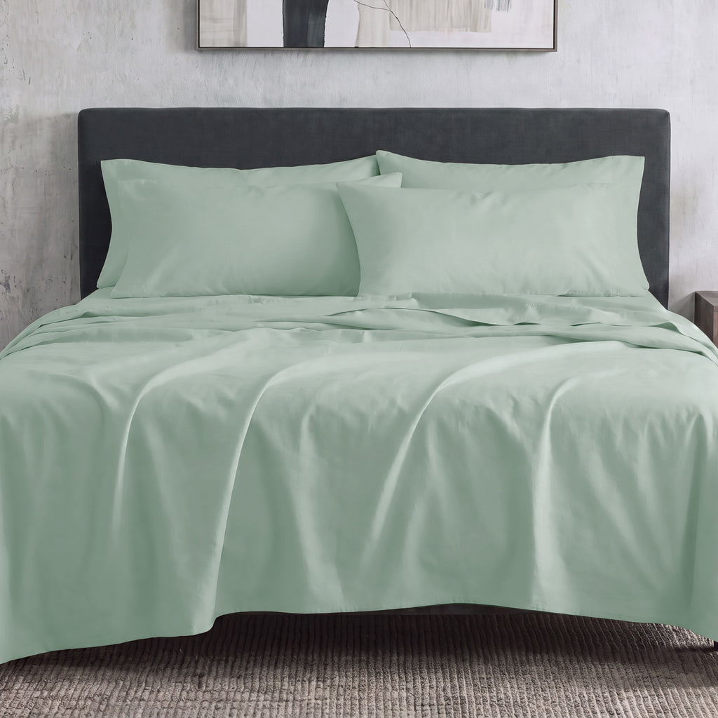 Sofia Home Textiles Bedsheets - full set contents of Sofia Double Plain Bedsheet Set 5 Pieces (240 × 260 cm) in Light Mint - مفروشات صوفيا - ملايات - محتويات طقم ملاية صوفيا سادة دبل  5 قطع (240 × 260 سم) باللون مينت فاتح