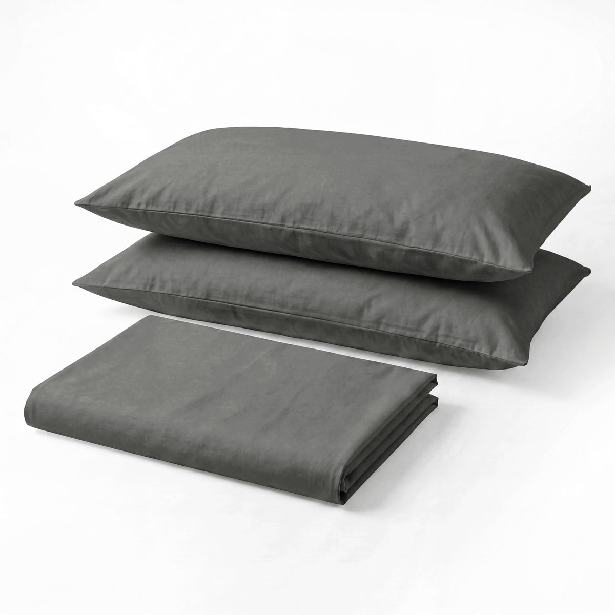Sofia Home Textiles Bedsheets - full set contents of Sofia Single Plain Bedsheet Set 3 Pieces (180 × 240 cm) in Grey - مفروشات صوفيا - ملايات - محتويات طقم ملاية صوفيا سادة سنجل  3 قطع (180 × 240 سم) باللون رمادي