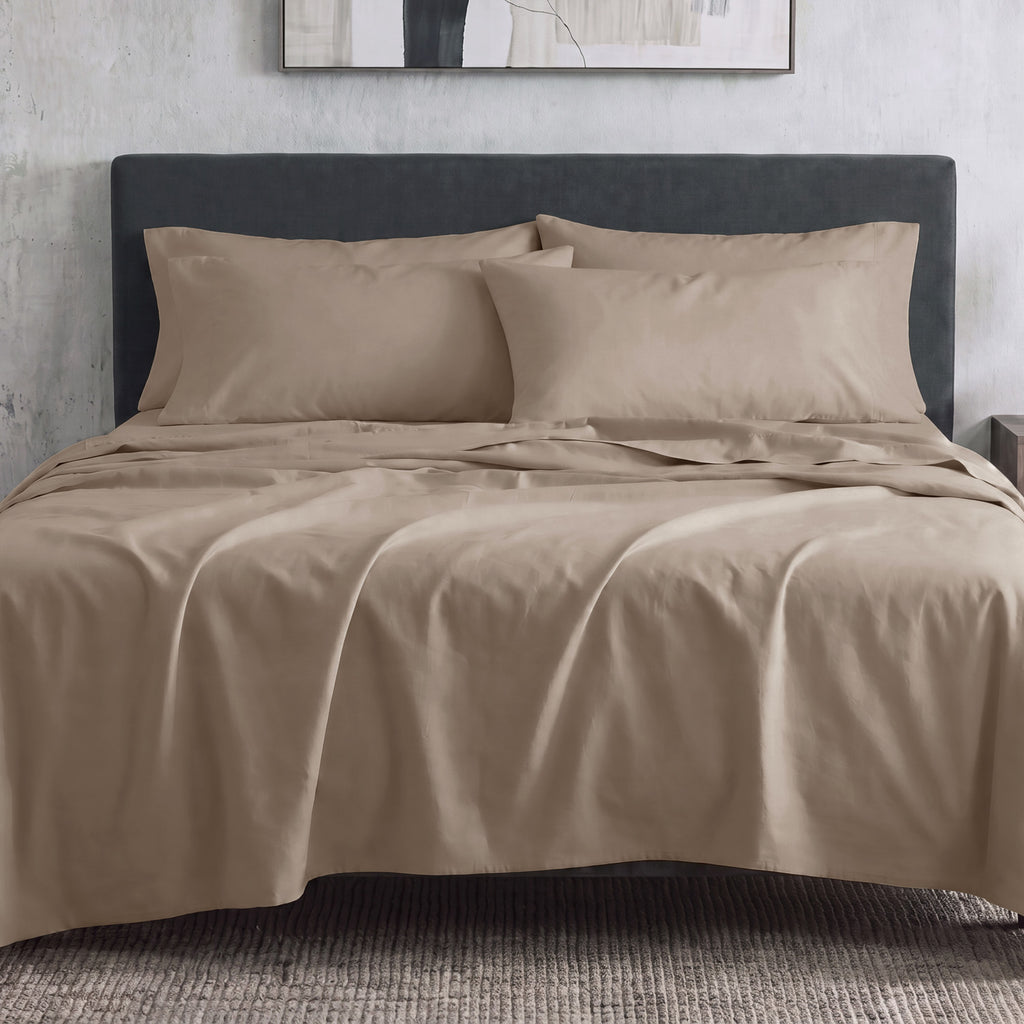Sofia Home Textiles Bedsheets - full set contents of Sofia Double Plain Bedsheet Set 5 Pieces (240 × 260 cm) in Café - مفروشات صوفيا - ملايات - محتويات طقم ملاية صوفيا سادة دبل  5 قطع (240 × 260 سم) باللون كافيه