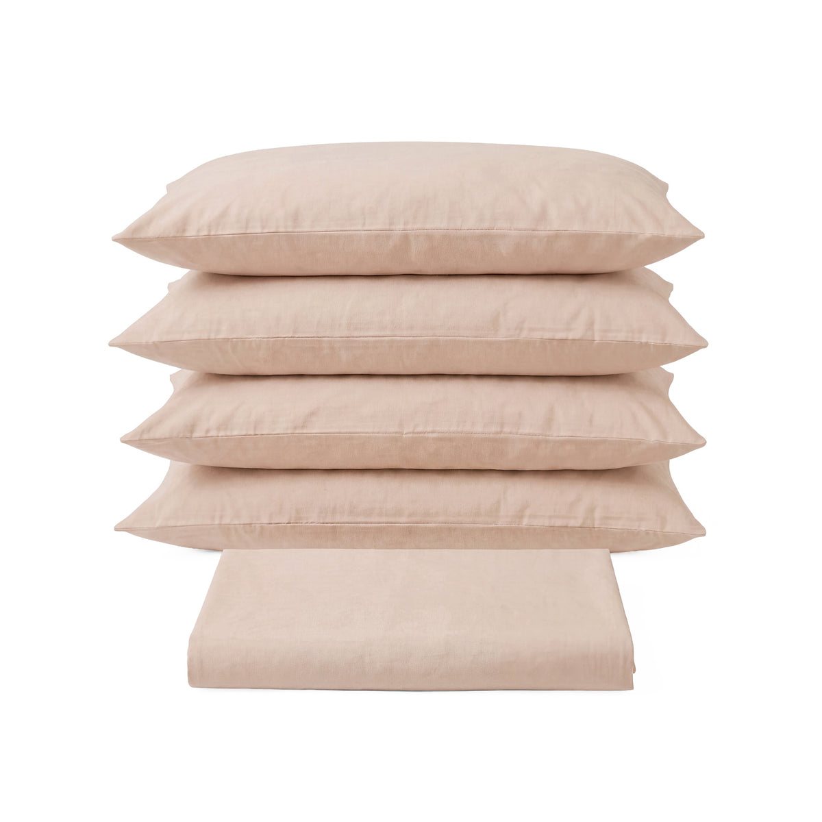 Sofia Home Textiles Bedsheets - Sofia Double Plain Bedsheet Set 5 Pieces (240 × 260 cm), Salmon color, main product image - مفروشات صوفيا - ملايات - طقم ملاية صوفيا سادة دبل  5 قطع (240 × 260 سم)، لون سالمون، صورة رئيسية
