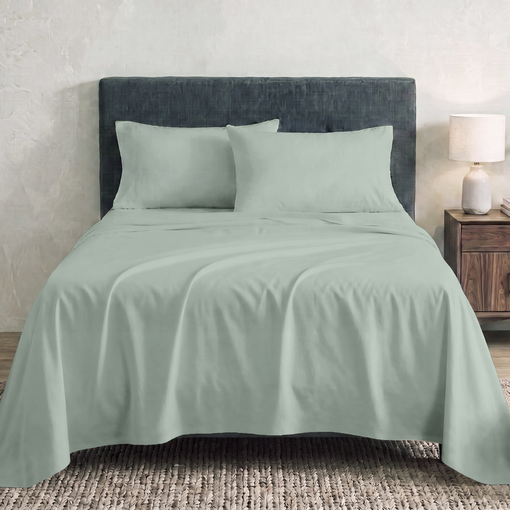 Sofia Home Textiles Bedsheets - full set contents of Sofia Single Plain Bedsheet Set 3 Pieces (180 × 240 cm) in Light Mint - مفروشات صوفيا - ملايات - محتويات طقم ملاية صوفيا سادة سنجل  3 قطع (180 × 240 سم) باللون مينت فاتح