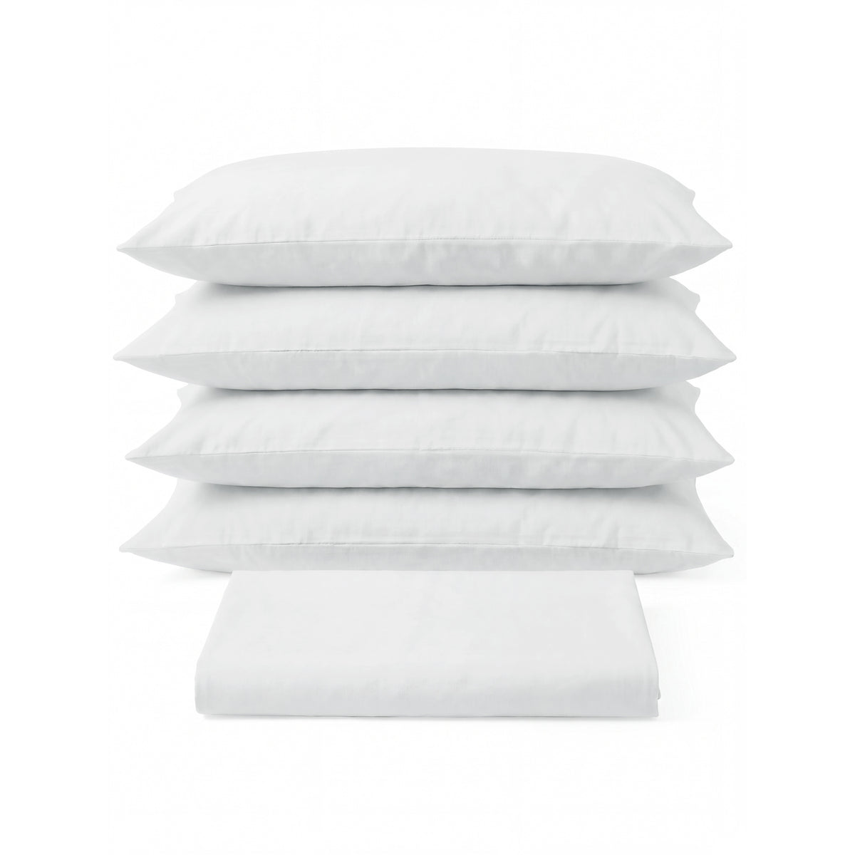 Sofia Home Textiles Bedsheets - Sofia Double Plain Bedsheet Set 5 Pieces (240 × 260 cm), White color, main product image - مفروشات صوفيا - ملايات - طقم ملاية صوفيا سادة دبل  5 قطع (240 × 260 سم)، لون أبيض، صورة رئيسية