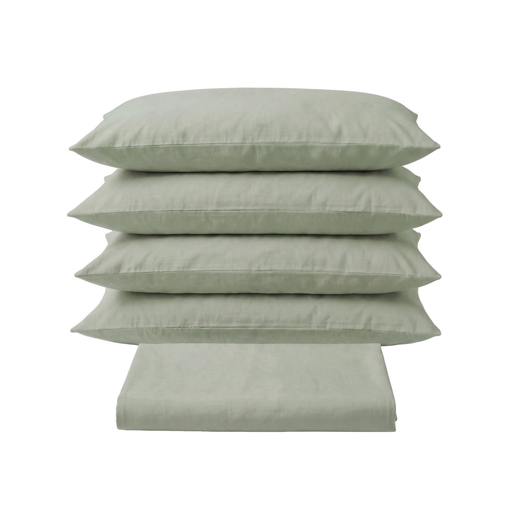 Sofia Home Textiles Bedsheets - Sofia Double Plain Bedsheet Set 5 Pieces (240 × 260 cm), Pistachio color, main product image - مفروشات صوفيا - ملايات - طقم ملاية صوفيا سادة دبل  5 قطع (240 × 260 سم)، لون بستاج، صورة رئيسية