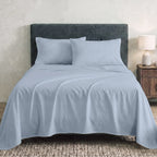 Sofia Home Textiles Bedsheets - full set contents of Sofia Single Plain Bedsheet Set 3 Pieces (180 × 240 cm) in Baby Blue - مفروشات صوفيا - ملايات - محتويات طقم ملاية صوفيا سادة سنجل  3 قطع (180 × 240 سم) باللون لبني