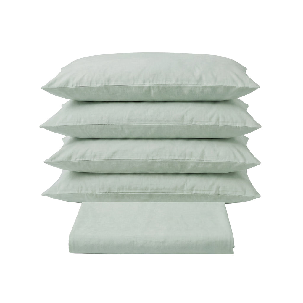 Sofia Home Textiles Bedsheets - Sofia Double Plain Bedsheet Set 5 Pieces (240 × 260 cm), Light Mint color, main product image - مفروشات صوفيا - ملايات - طقم ملاية صوفيا سادة دبل  5 قطع (240 × 260 سم)، لون مينت فاتح، صورة رئيسية