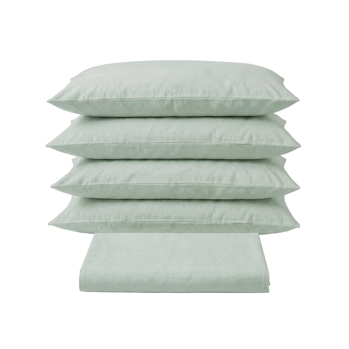Sofia Home Textiles Bedsheets - Sofia Double Plain Bedsheet Set 5 Pieces (240 × 260 cm), Light Mint color, main product image - مفروشات صوفيا - ملايات - طقم ملاية صوفيا سادة دبل  5 قطع (240 × 260 سم)، لون مينت فاتح، صورة رئيسية