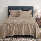 Sofia Home Textiles Bedsheets - full set contents of Sofia Single Plain Bedsheet Set 3 Pieces (180 × 240 cm) in Café - مفروشات صوفيا - ملايات - محتويات طقم ملاية صوفيا سادة سنجل  3 قطع (180 × 240 سم) باللون كافيه