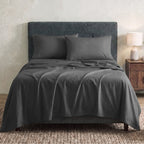 Sofia Home Textiles Bedsheets - Sofia Single Plain Bedsheet Set 3 Pieces (180 × 240 cm), Grey color, main product image - مفروشات صوفيا - ملايات - طقم ملاية صوفيا سادة سنجل  3 قطع (180 × 240 سم)، لون رمادي، صورة رئيسية