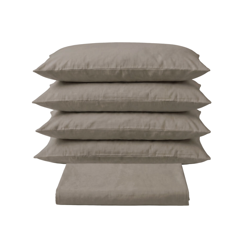 Sofia Home Textiles Bedsheets - Sofia Double Plain Bedsheet Set 5 Pieces (240 × 260 cm), Camel color, main product image - مفروشات صوفيا - ملايات - طقم ملاية صوفيا سادة دبل  5 قطع (240 × 260 سم)، لون جملي، صورة رئيسية