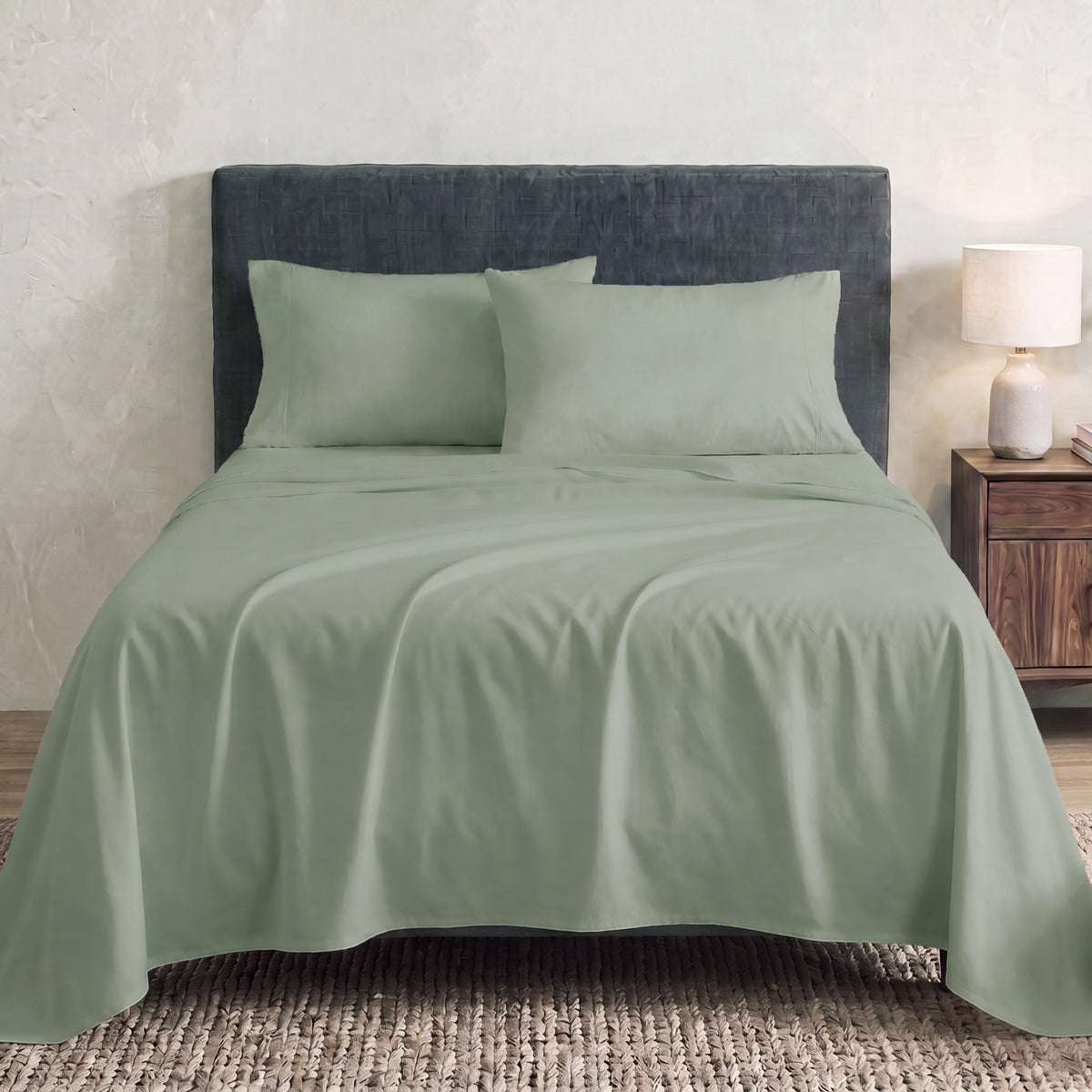 Sofia Home Textiles Bedsheets - full set contents of Sofia Single Plain Bedsheet Set 3 Pieces (180 × 240 cm) in Pistachio - مفروشات صوفيا - ملايات - محتويات طقم ملاية صوفيا سادة سنجل  3 قطع (180 × 240 سم) باللون بستاج الصورة الرئيسية