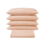 Sofia Home Textiles Bedsheets - Sofia Double Plain Bedsheet Set 5 Pieces (240 × 260 cm), Orange color, main product image - مفروشات صوفيا - ملايات - طقم ملاية صوفيا سادة دبل  5 قطع (240 × 260 سم)، لون برتقالي، صورة رئيسية