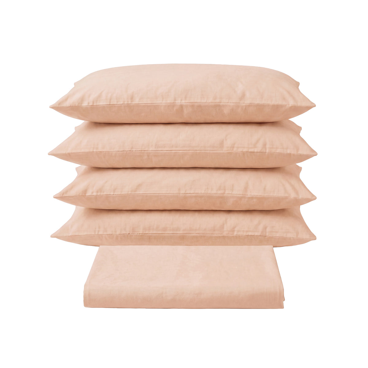 Sofia Home Textiles Bedsheets - Sofia Double Plain Bedsheet Set 5 Pieces (240 × 260 cm), Orange color, main product image - مفروشات صوفيا - ملايات - طقم ملاية صوفيا سادة دبل  5 قطع (240 × 260 سم)، لون برتقالي، صورة رئيسية