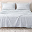 Sofia Home Textiles Printed Bedsheets - Sofia Lines Printed Double Flat Bedsheet Set 4 Pcs (240 × 260 cm) in Mint spread on a double bed - مفروشات صوفيا - ملايات مطبوعة - طقم ملاية صوفيا خطوط دبل مسطحة 4 قطع (240 × 260 سم) باللون مينت مفروش على سرير دبل