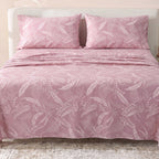 Sofia Home Textiles Printed Bedsheets - Sofia Tree Branches Printed Double Flat Bedsheet Set 4 Pcs (240 × 260 cm) in Rose spread on a double bed - مفروشات صوفيا - ملايات مطبوعة - طقم ملاية صوفيا فروع شجر دبل مسطحة 4 قطع (240 × 260 سم) باللون وردي مفروش على سرير دبل