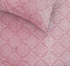 Sofia Home Textiles Printed Bedsheets - pattern details of Sofia Flower Squares printed double bedsheet set in Rose - مفروشات صوفيا - ملايات مطبوعة - تفاصيل نقشة طقم ملاية صوفيا مربعات ورد دبل باللون وردي