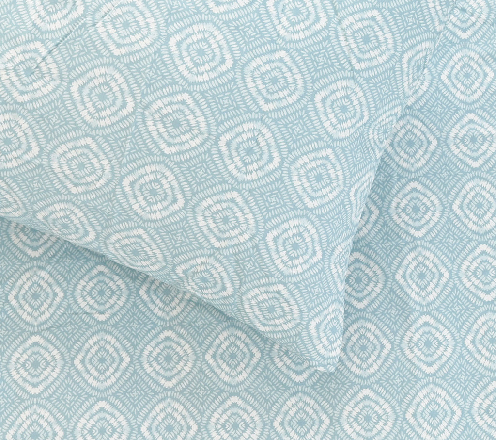 Sofia Home Textiles Printed Bedsheets - pattern details of Sofia Circles printed double bedsheet set in Teal - مفروشات صوفيا - ملايات مطبوعة - تفاصيل نقشة طقم ملاية صوفيا دوائر دبل باللون جنزاري