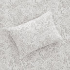 Sofia Home Textiles Printed Bedsheets - pattern details of Sofia Flowers printed double bedsheet set in Grey - مفروشات صوفيا - ملايات مطبوعة - تفاصيل نقشة طقم ملاية صوفيا ورد دبل باللون رمادي