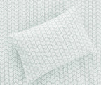 Sofia Home Textiles Printed Bedsheets - pattern details of Sofia Large Zigzag printed double bedsheet set in Mint - مفروشات صوفيا - ملايات مطبوعة - تفاصيل نقشة طقم ملاية صوفيا زجزاج كبير دبل باللون مينت