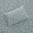 Sofia Home Textiles Printed Bedsheets - pattern details of Sofia Leaves printed double bedsheet set in Teal - مفروشات صوفيا - ملايات مطبوعة - تفاصيل نقشة طقم ملاية صوفيا ورق شجر دبل باللون جنزاري