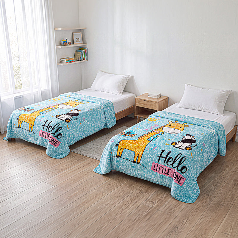 مفروشات صوفيا - بطاطين - طقم بطانية صوفيا شيكو سنجل طبقة واحدة 2 قطعة (180×240 سم) زرافة باللون الأزرق ، صورة رئيسية