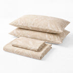 Sofia Home Textiles Printed Bedsheets - Sofia Tree Branches Printed Double Flat Bedsheet Set 4 Pcs in Beige folded full set on a white background - مفروشات صوفيا - ملايات مطبوعة - طقم ملاية صوفيا فروع شجر دبل مسطحة 4 قطع باللون بيج مطوي كامل على خلفية بيضاء