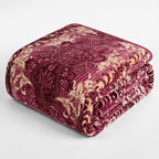 Sofia Home Textiles Blankets - Sofia Zumurruda 2-Ply Double Blanket (240 × 220 cm) Classic Ornament in Burgundy folded on a white background - مفروشات صوفيا - بطاطين - بطانية صوفيا زمردة دبل طبقتين (240 × 220 سم) زخرفة كلاسيك باللون نبيتي مطوية على خلفية بيضاء