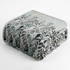 Sofia Home Textiles Blankets - Sofia Zumurruda 2-Ply Double Blanket (240 × 220 cm) Floral Leaves in Mint folded on a white background - مفروشات صوفيا - بطاطين - بطانية صوفيا زمردة دبل طبقتين (240 × 220 سم) ورد وورق شجر باللون مينت مطوية على خلفية بيضاء