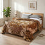 Sofia Home Textiles Blankets - Sofia Zumurruda 2-Ply Double Blanket (240 × 220 cm) Classic Flowers in Brown spread on a double bed - مفروشات صوفيا - بطاطين - بطانية صوفيا زمردة دبل طبقتين (240 × 220 سم) ورد كلاسيك باللون بني مفروشة على سرير دبل