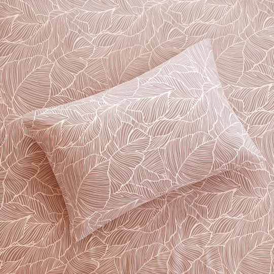 Sofia Printed Double Flat Bedsheet Set (240 x 260 cm) 4 Pcs Large Leaves
