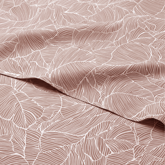 Sofia Home Textiles Printed Bedsheets - pattern details of Sofia Large Leaves printed double bedsheet set in Rose - مفروشات صوفيا - ملايات مطبوعة - تفاصيل نقشة طقم ملاية صوفيا ورق شجر كبير دبل باللون وردي