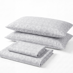 Sofia Home Textiles Printed Bedsheets - Sofia Circles Printed Double Flat Bedsheet Set 4 Pcs in Grey folded full set on a white background - مفروشات صوفيا - ملايات مطبوعة - طقم ملاية صوفيا دوائر دبل مسطحة 4 قطع باللون رمادي مطوي كامل على خلفية بيضاء